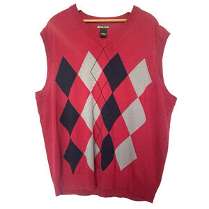 Pro Tour Mens Argyle Sleeveless Golf Sweater Vest Size XL V-Neck Preppy Academia